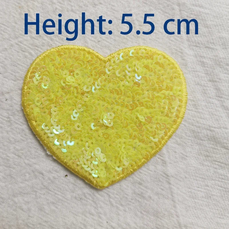 Sequins Glitter Heart Ironing Patch Embroidery Cloth Patch Jacket Bag Hat DIY Clothing Decor Accessories New Flash Heart Patch