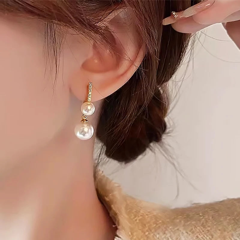 New Classic Pearl Stud Earrings For Woman Fashion Korean Jewelry Temperament Girl's Daily Wear Korean Trendy Drop earrings