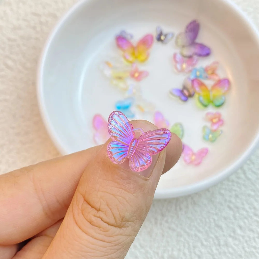 New Cute Resin Mini Colorful Butterfly Flat Back Cabochon Ornament Jewelry Making Manicure Hairwear Accessories