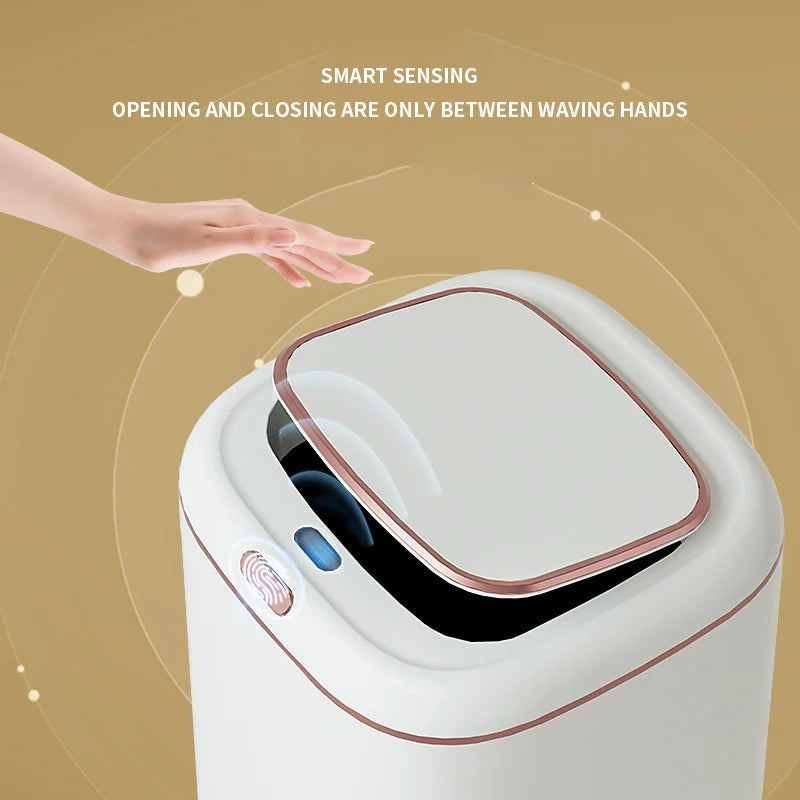 Smart Sensor Trash Can Large Capacity Induction Trash Bin Electric Touchless Wastebasket For Kitchen Bathroom with Lid