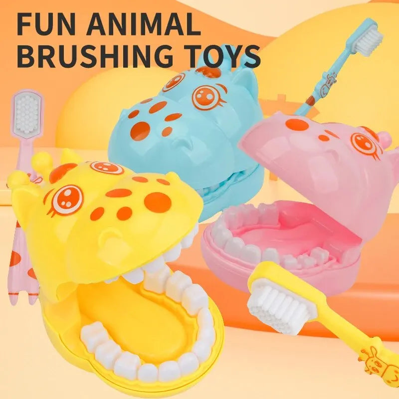 Teeth Brushing AIDS For Children Oral Brushing Early Education Toy Baby Play Every Family Tooth Model Cartoon Giraffe Toothbrush