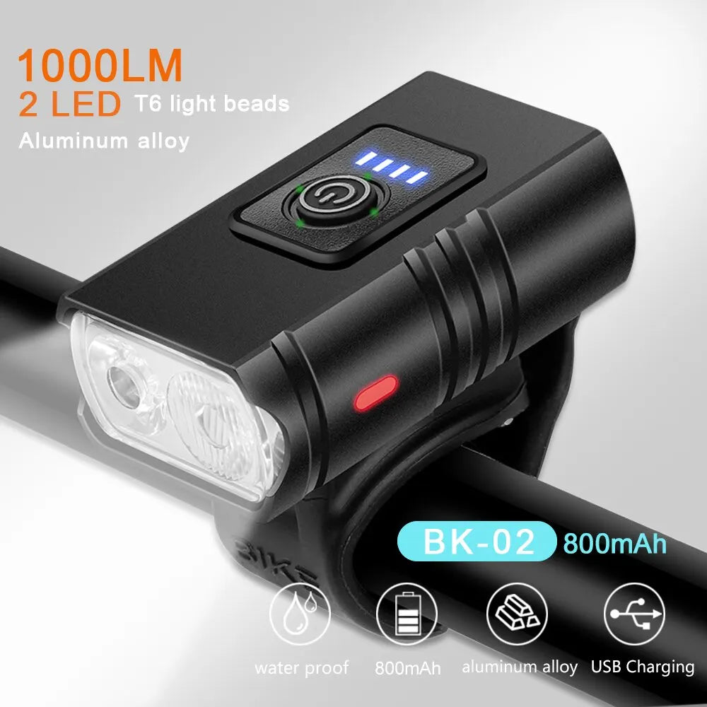 Bike Light USB Rechargeable T6 LED Bicycle Lights 6 Modes MTB Flashlight Bicycle Headlight for Cycling Bicycle Front Lamp