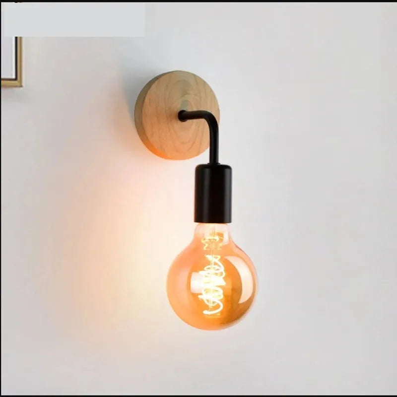 Wood Wall Lamp Vintage Sconce Wall Lights Fixture E27 Bedside Retro Vintage Lamp Industrial Decor Dining Room Bedroom Light