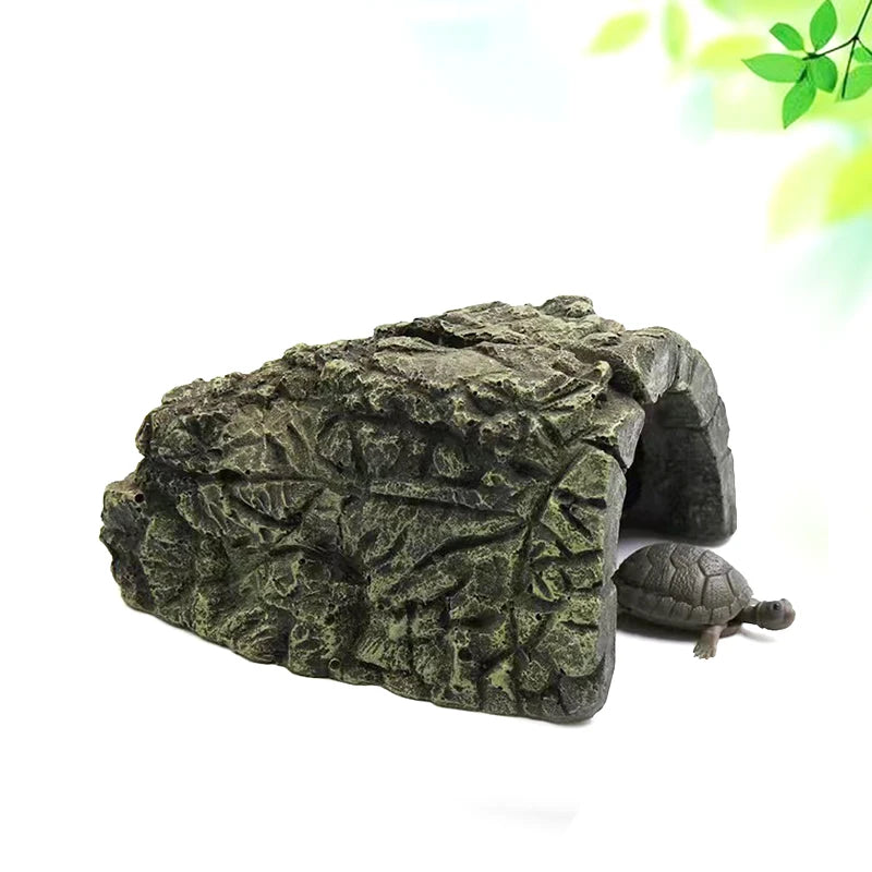 Resin Aquarium Decoration Resin Aquatic Fish Tank Ornament Decor Artificial Reptile Terrarium Turtle Shelter Cave Accessories