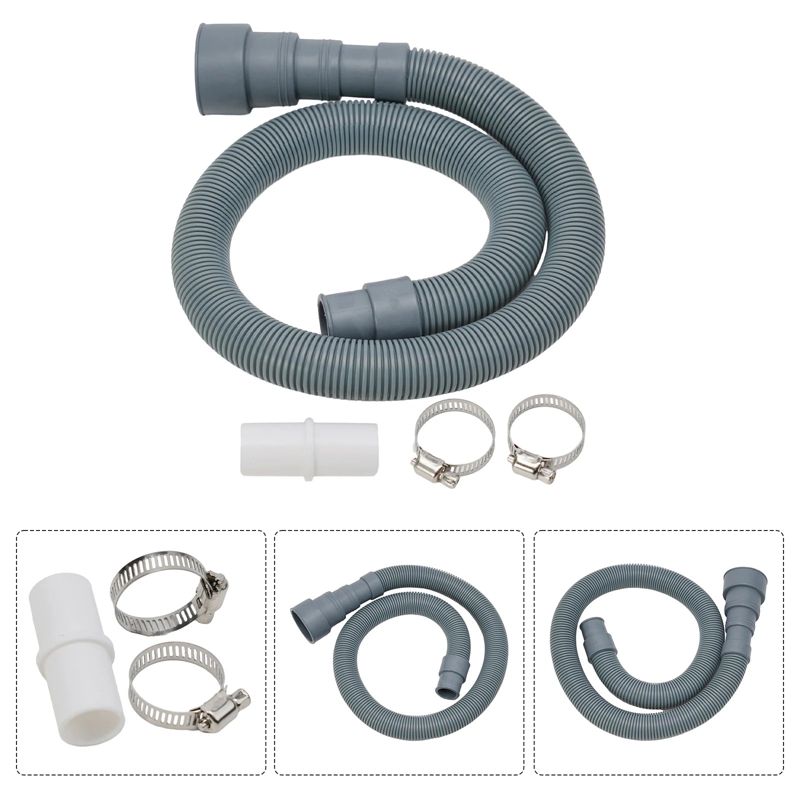 Washing Machine Dishwasher Drain Waste Hose Extension Pipe Kit With Hose Clamps Set For Washer Dryers