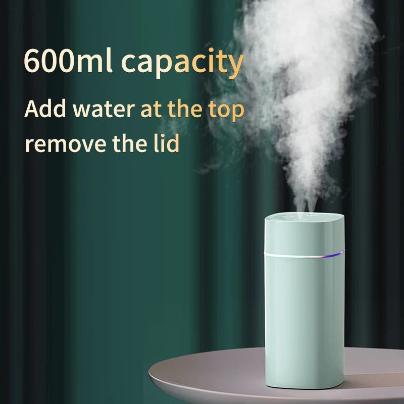 Creative Dual Nozzle Humidifier Desktop Home Bedroom Car Aromatherapy Silent Air Humidification Usb 7 Color Ambient Light