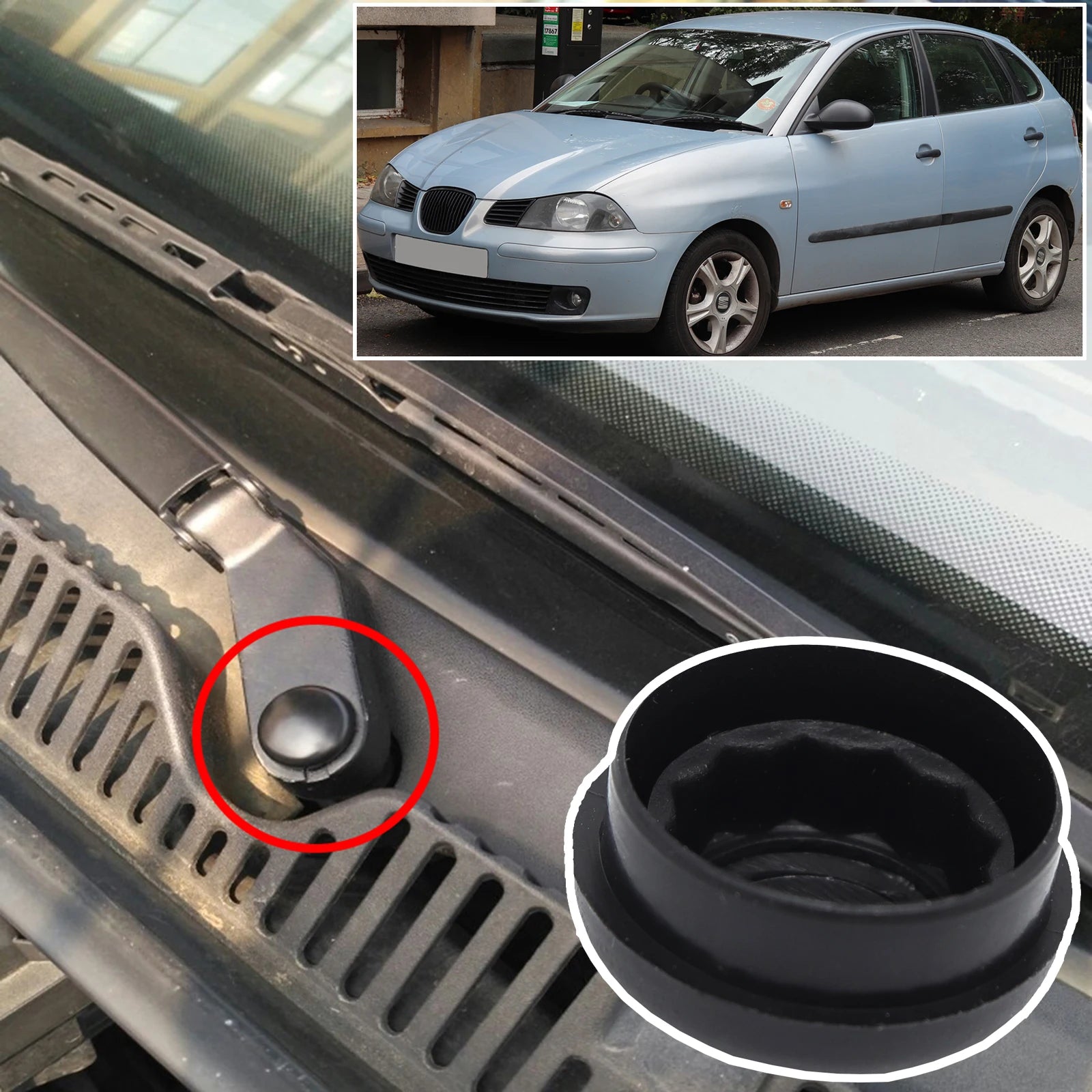 Car Front Windscreen Windshield Wiper Arm Nut Cap Bolt Rocker Cover For Seat Ibiza MK3 6L MK4 6J 2002 - 2013 2014 2015 2016 2017