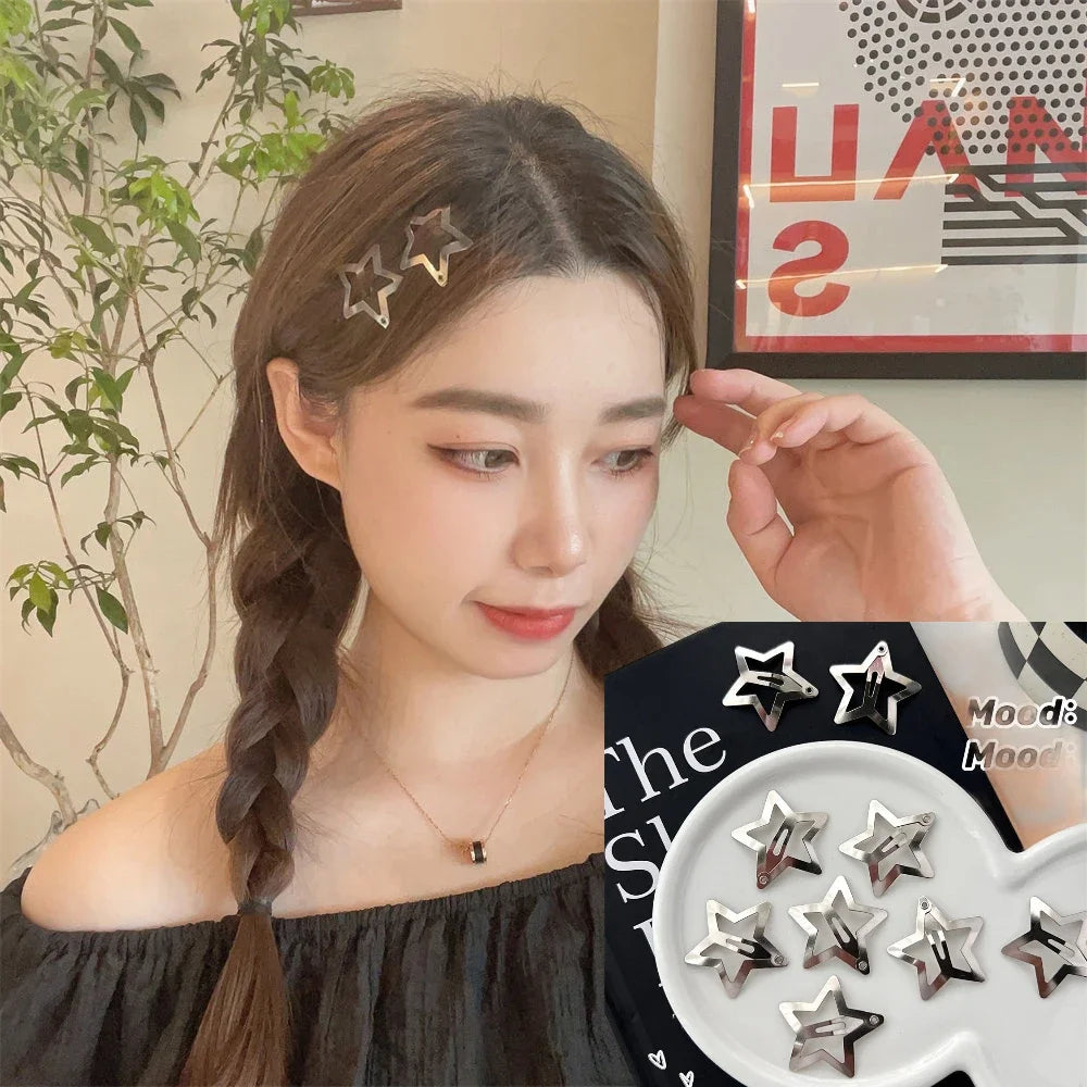 Hairpins for Women Stars Filigree Metal Snap Hair Clips Girls Side Hair Grip Y2K Barrettes Hair Accessories