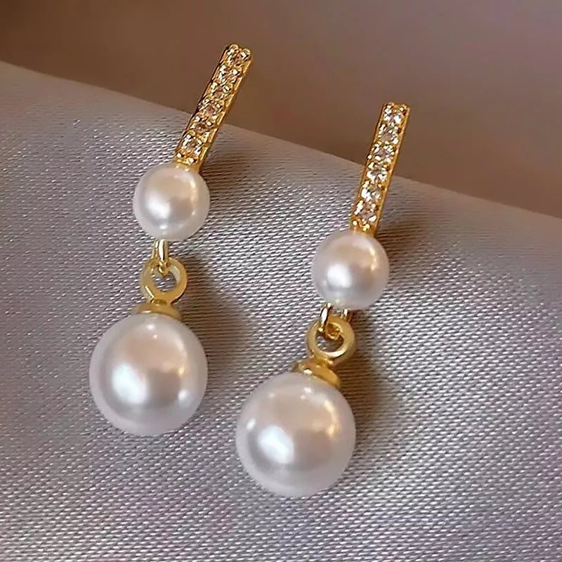 New Classic Pearl Stud Earrings For Woman Fashion Korean Jewelry Temperament Girl's Daily Wear Korean Trendy Drop earrings