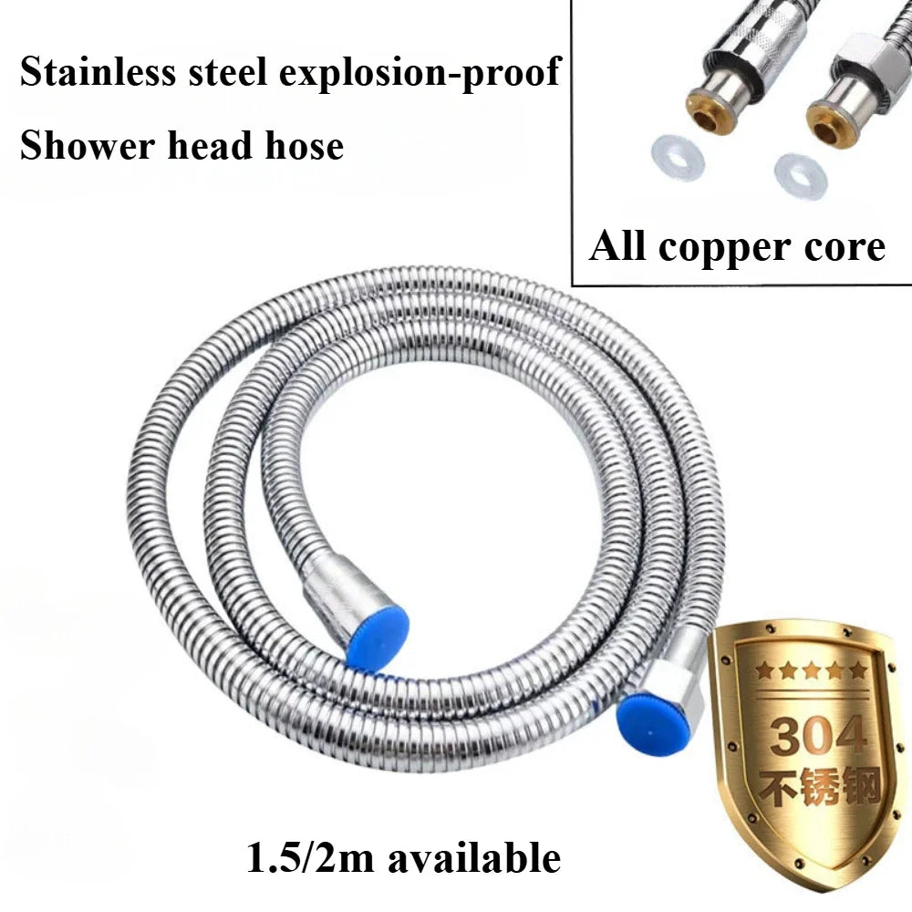 Silver Flexible Shower Hose (SUS304) Water Pipe Extension Accessories Bathroom Supplies New Product Series Tube Bath Home