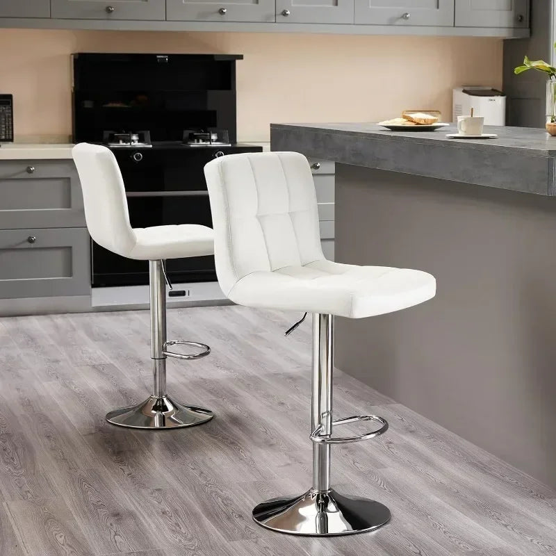 Bar Stools , Armless Adjustable Swivel Barstools, PU Leather Hydraulic Kitchen Counter Height Bar Stools, Thickened