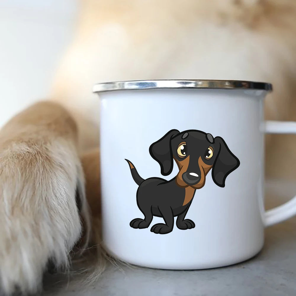 I Love Dachshunds Dog Enamel Coffee Mugs Travel Cup Personalized Mug Kawaii Unusual Tea Cup Friends Cofee Cups to Sublimate Beer